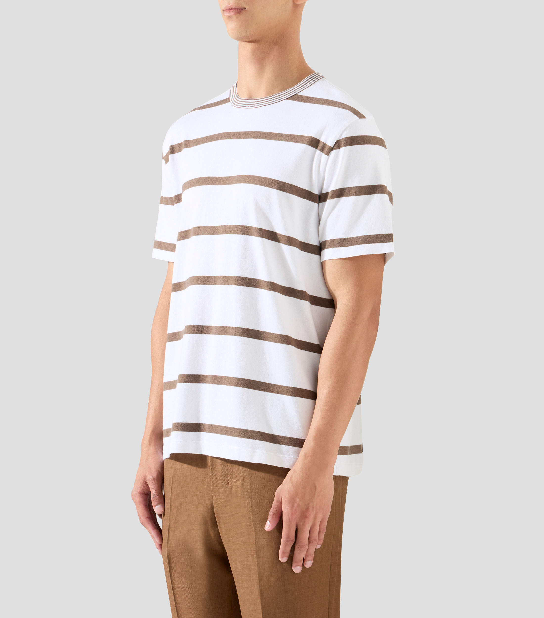 Playera cuello redondo manga corta a rayas Hombre